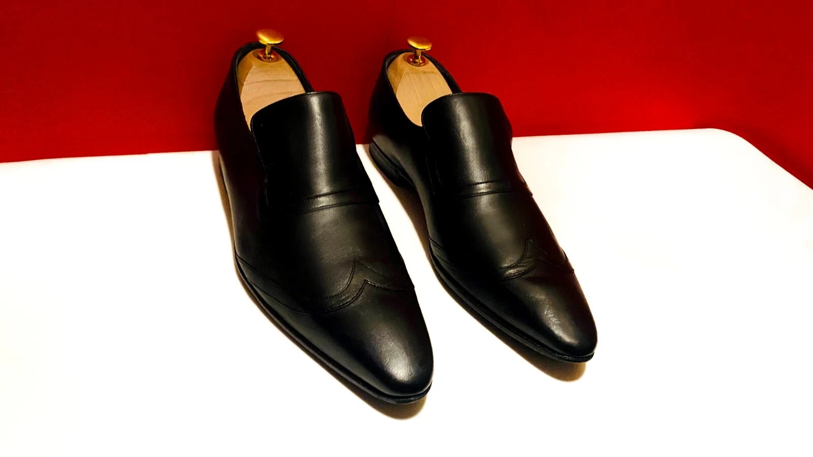 849, !! CHAUSSURES MOCASSINS HOMME GUCCI RARE FIND LUXE CUIR NOIR POINTURE 41,5 E