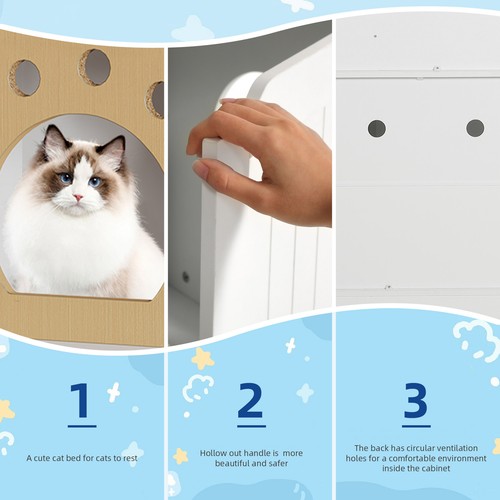 Hidden Cat Litter Box Enclosure Storage Cabinet Cat Furniture for Double Cats - Bild 4 von 9