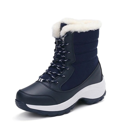 Wasserdicht Winter Damenschuhe Schneestiefel Fell gefüttert warm Slipper Freizeit Knöchelgröße - Bild 10 von 16