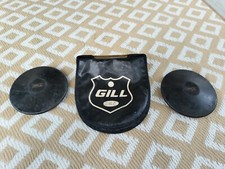 VINTAGE GILL 2x Black Rubber 7" Discus 2.4lbs/1 Kilo AND ORIGINAL CARRYING BAG