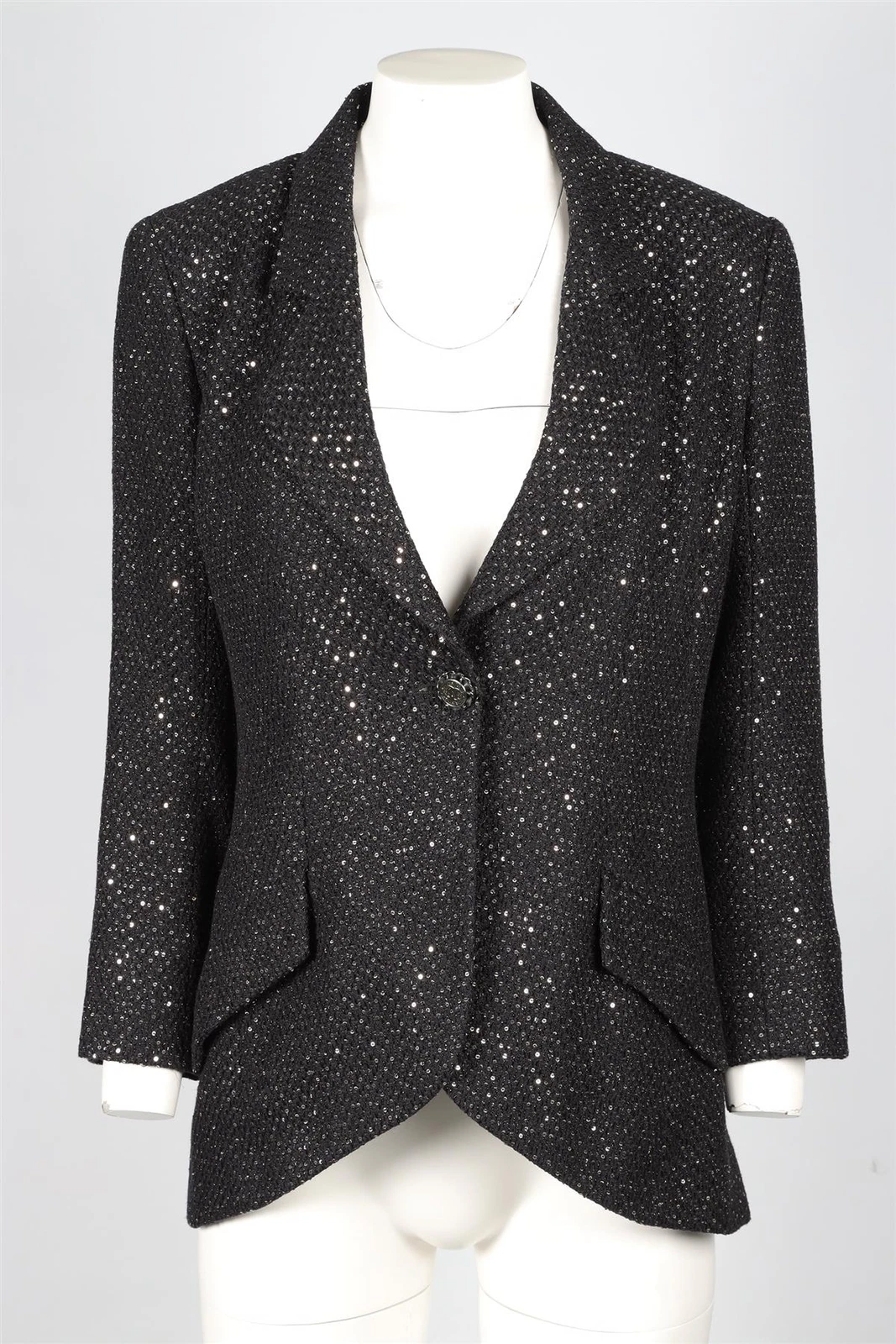 BLAZER CHANEL NERO 2011 PAILLETTES E COTONE FR 38 UK 10
