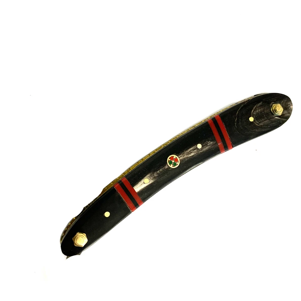 Damascus Steel Straight Razor Cut Throat Barber Salon Shaving Razor Horn Handle - image 3 of 4