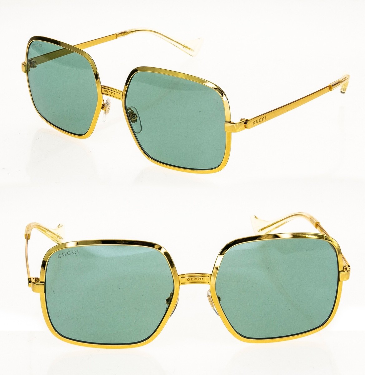 GUCCI 1063 Gold Green Retro Gg1063s 002 Square Fashion Unisex