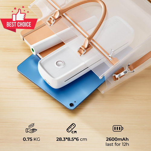 Portable Wireless Printer ITP04 Thermal Bluetooth A4 8.5x11 Inkless Mobile White - Picture 5 of 12