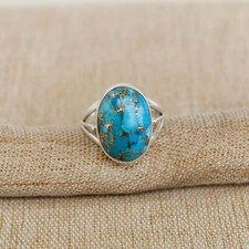 Gemstone Blue Copper Turquoise-925 Sterling Silver Beautiful Handmade Women Ring