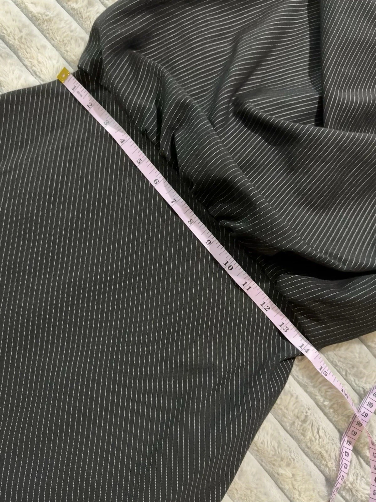 VETEMENTS Abito midi Badgley Mischka taglia 6 nero gessato collo cappuccio elasticizzato body con