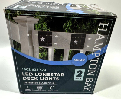 Hampton Bay Solar Distressed Black Integrated LED Deck Light Lone Star Design