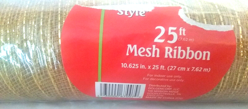 Gold Fine Mesh Ribbon 10.65 inches x 25 ft (8.3 Yards) NEW - Picture 4 of 4