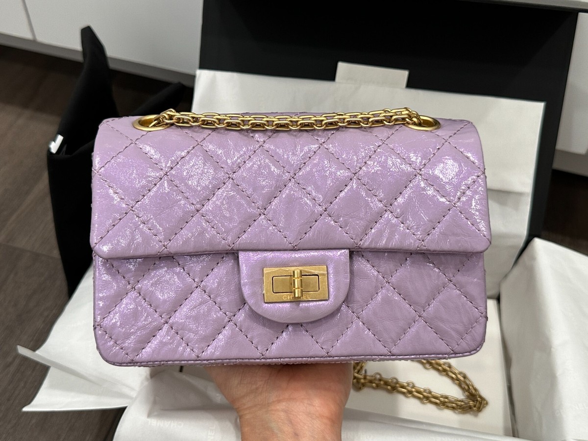 CHANEL 24P MINI REISSUE 2.55 LAVENDER LILAC CALFSKIN LEATHER