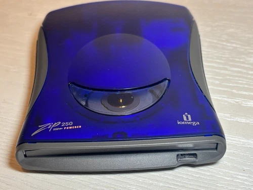 iOmega Zip 250 Z250USBPCM USB External Disk Drive Blue Gray Portable EUC