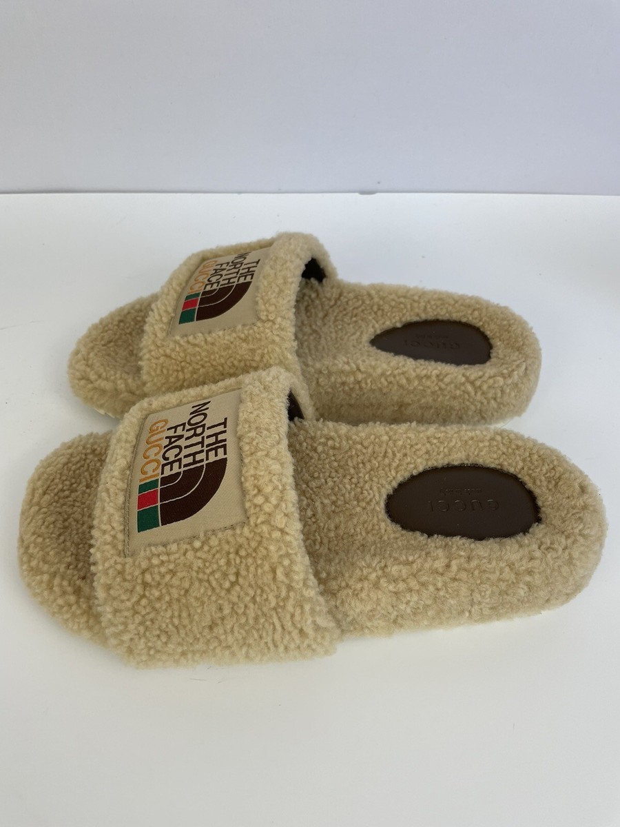 GUCCI X THE NORTH FACE 679948 Shearling Slides Sandals GUCCI X THE NORTH FACE 679948 Shearling Slides Sandals
