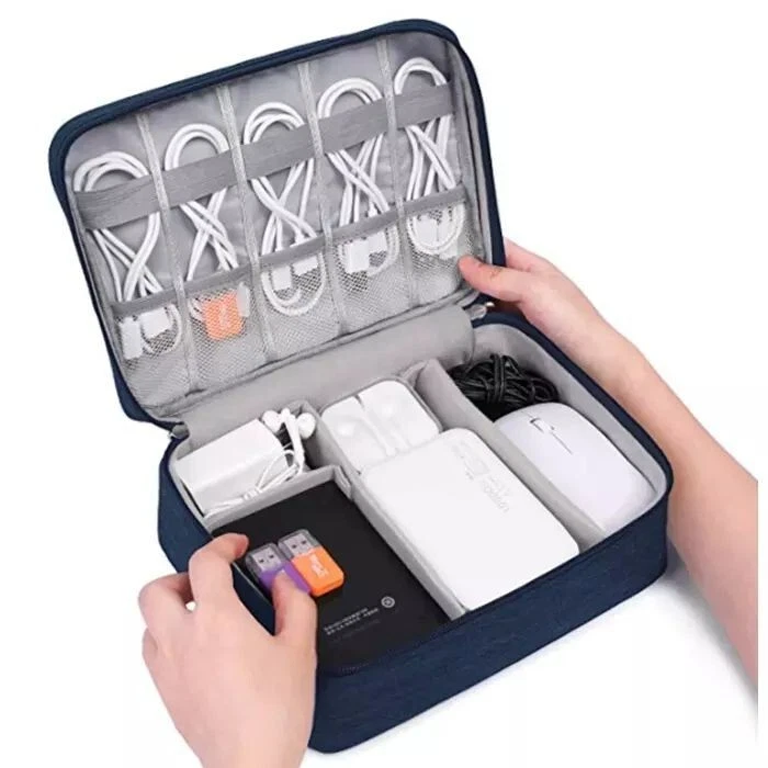 Двухслойный дорожный органайзер для гаджетов электроника аксессуары сумка для хранения - Изображение 3 из 4