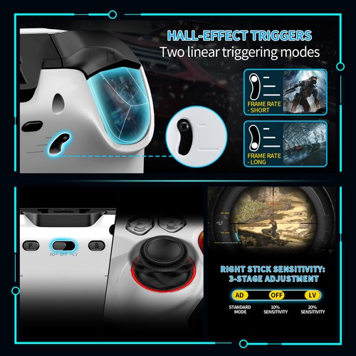 Controller di gioco 3 in 1 (Bluetooth/2.4G/cablato) per PS4/PC/iOS/Android - Foto 10 di 21