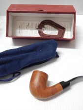 VINTAGE  ITALIAN "H.I.S." TOBACCO SMOKING PIPE ORIG BOX, POUCH, STAND - A+ GIFT
