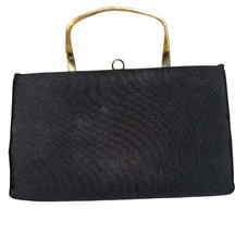Vintage After Five Black Satin Clutch Evening Handbag Coin Purse Inside USA