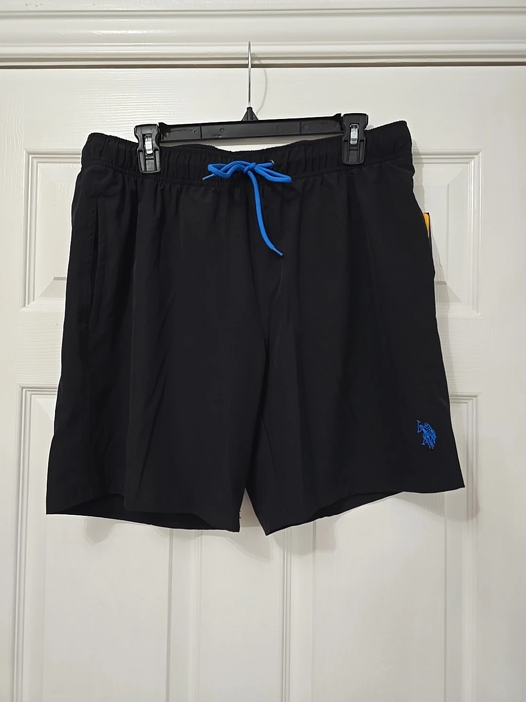 U.s.polo Black Polyester Mens Sports Shorts With Drawstring Size Large NWT