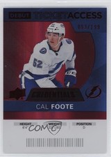 2021 Upper Deck Credentials 2020-21 Debut Ticket Access Red /199 Cal Foote 08ps