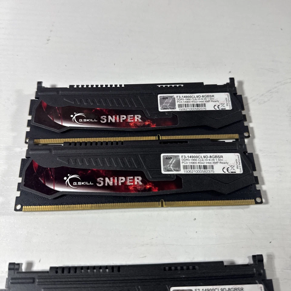 (4 Piece) G.Skill Sniper F3-14900CL9D-8GBSR DDR3-1866 16GB (4x4GB) Memory As Is - Image 4 of 4