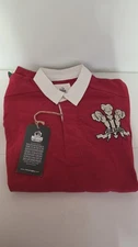 Rhino Rugby Wales Shirt Mens Size XL Red Long Sleeve Cotton Jersey New With Tags