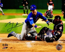 BEN ZOBRIST Signed Cubs 2016 World Series Home Plate Collision 8x10 Photo - SS