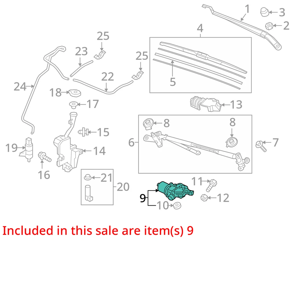 2017 Honda Ridgeline Front Windshield Wiper Motor OEM 71K Miles - LKQ437886635 - Image 4 of 4