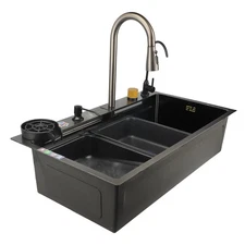 Stainless Steel Kitchen Sink Undermount Sink w/ Pull Out Faucet Multiple Access
