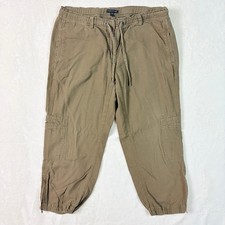 EILEEN FISHER Pants Women Sz Small Brown Organic Cotton Cargo Utility Capri