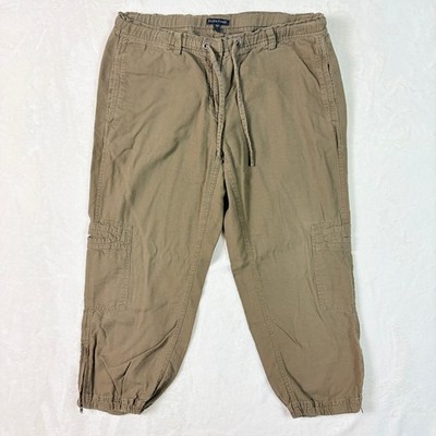 EILEEN FISHER Pants Women Sz Small Brown Organic Cotton Cargo Utility Capri