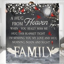 Personalized Memorial Blanket Gift, Sending Hugs from Heaven, Blanket Memoria...
