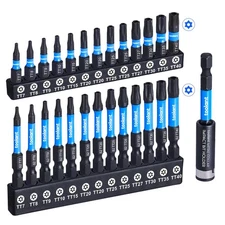 Impact Torx Bit Set 27pcs (TT7-TT40), S2 Steel Security Torx Bit Set, Tamper ...