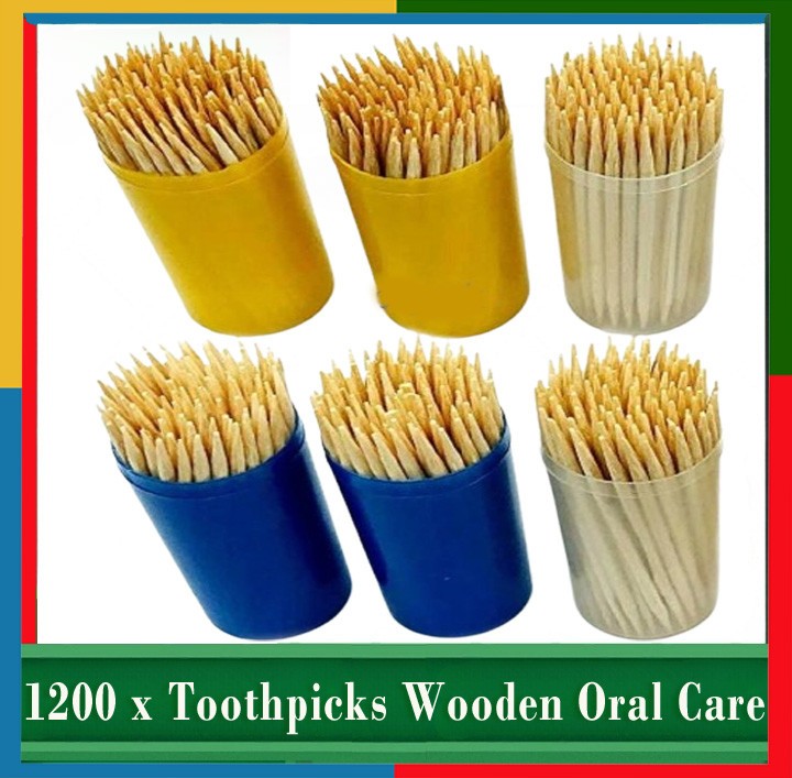 1200x  Toothpicks wooden oral care hygiene 2 sided cocktail sticks