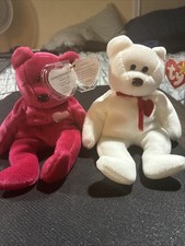 NWT Ty Beanie Babies Valentino  Valentina Bears 8' Plush Valentine's Day Set