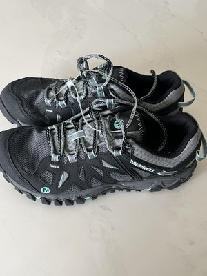 Merrell All Out Blaze Aero Sport shoes Size 8 Black W/ Aventurine Teal Accents