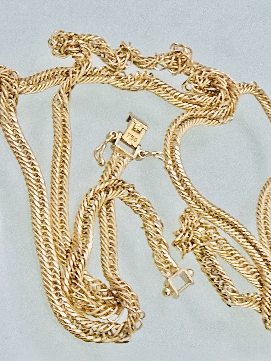 18K 750 Solid Dubai Gold Japan Style Chain Necklace 18” Triple