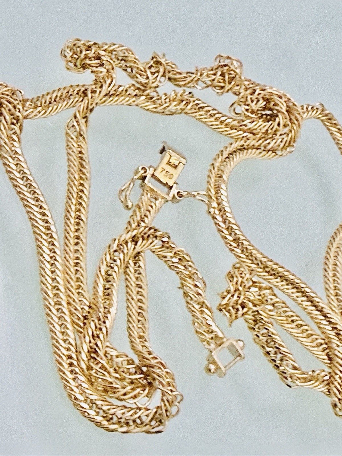 18K 750 Solid Dubai Gold Japan Style  Chain Necklace 18” Triple Lock Unisex