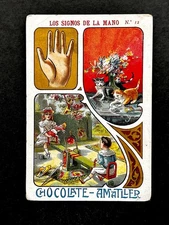 1900 Art Nouveau Palm Reading Teching #12 Card  Fortune Telling Palmistry Occult