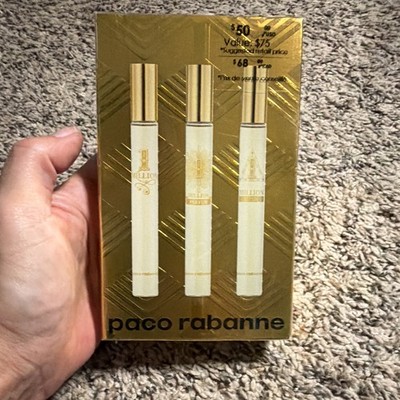 Paco Rabanne 1 Million 3 Pc Travel Spray Set EDT Parfum Elixir 0.34 oz NEW