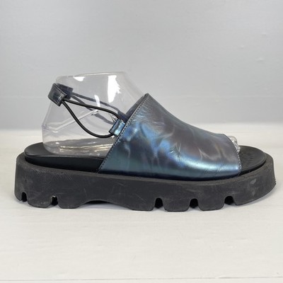 E8 by Miista Noreen Sandals Womens Size 41 Black Blue Iridescent Platform Chunky