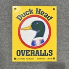 VINTAGE DUCK HEAD OVERALLS PORCELAIN SIGN GAS OIL FARM BIRD HUNTING CARHARTT