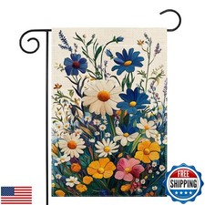 Spring Colorful Floral Garden Flag 12x18 Inch Double Sided Welcome Summer Sma