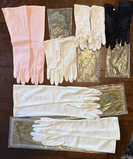 Vintage Ladies Gloves, Short Long White Pink Black USA Italy Stretch Formal Prop