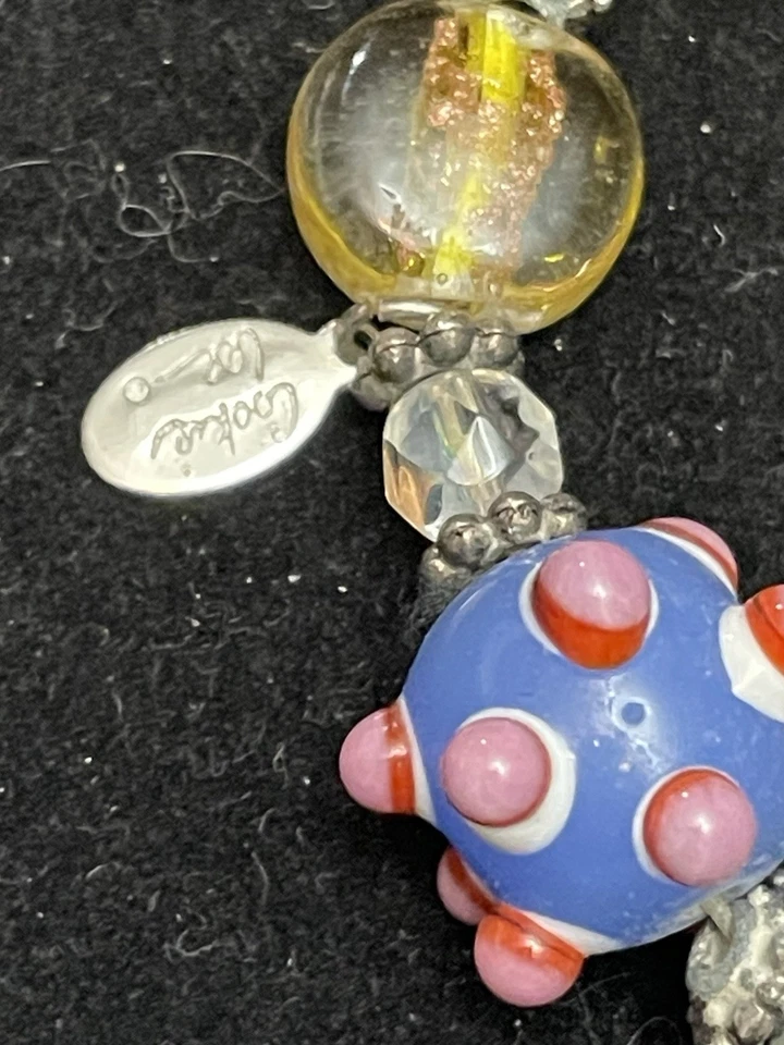 Браслет из стеклянных бусин Cookie Lee Lampwork разноцветный эластичный богемное художественное стекло - Изображение 2 из 4