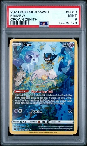 2023 POKEMON SWORD & SHIELD CROWN ZENITH #GG10 FULL ART/MEW PSA 9