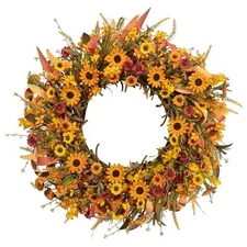  Artificial Fall Wreath 22 Inch Fall Wreaths for Front Door Autumn 22" Orange