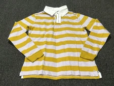 Janie and Jack Shirt Polo Shirt Mens 14 Yellow Striped Long Sleeve NWT