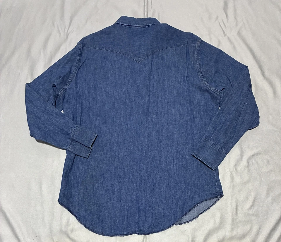 Camisa vaquera vintage Maverick para hombre 17,5x35 azul perla hecha a presión EE. UU. AÑOS 90 Foto 2 de 4