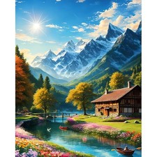 Mountain Landscape Paint by Numbers for Adults 16x20 Inch DIY Canvas Art Kit