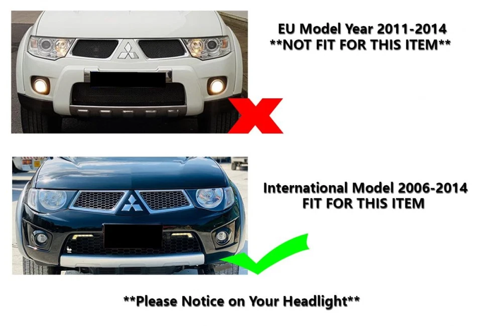 CHROME HEADLIGHT COVER TRIM FOR MITSUBISHI L200 TRITON PICKUP 2006 - 2014 - Image 2 of 4