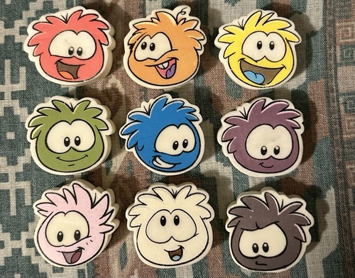 Complete Lot of 9 Disney Club Penguin Puffle Shaped Erasers
