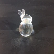 Rabbit Bunny Figurine Hadeland Norway Art Glass Paperweight Figure Hand Cooler